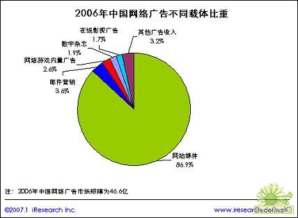 图3-1 2006年网络广告不同载体比重